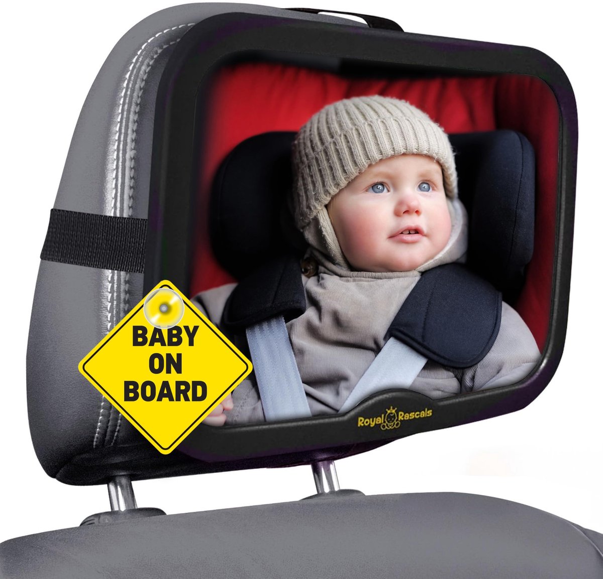 SnelShoppen - Onbreekbare Babyspiegel voor Achterbank, Auto Achteruitkijkspiegel voor Babyautostoel, Zwart, Veilig en Duurzaam, Perfect voor Kinderen