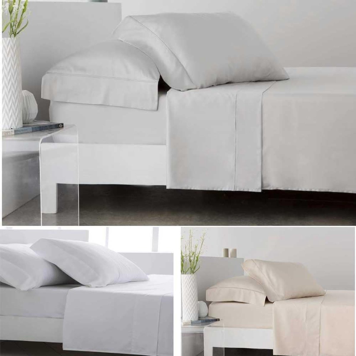 SnelShoppen - Luxe COTTON ARTean Loea Beddengoedset 160 cm - Satijn Katoen - Draaddichtheid 400 - Grijs - Perfect voor Slaapkamer en Gastenkamer