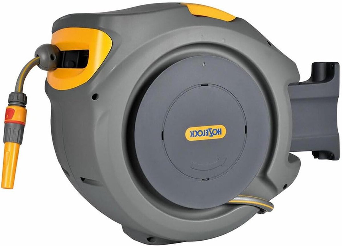 Tuinslang Opberger - Slanghaspel Wandmodel - Automatisch Opwinden - 180 Graden Draaibaar - 20 Meter - Grijs