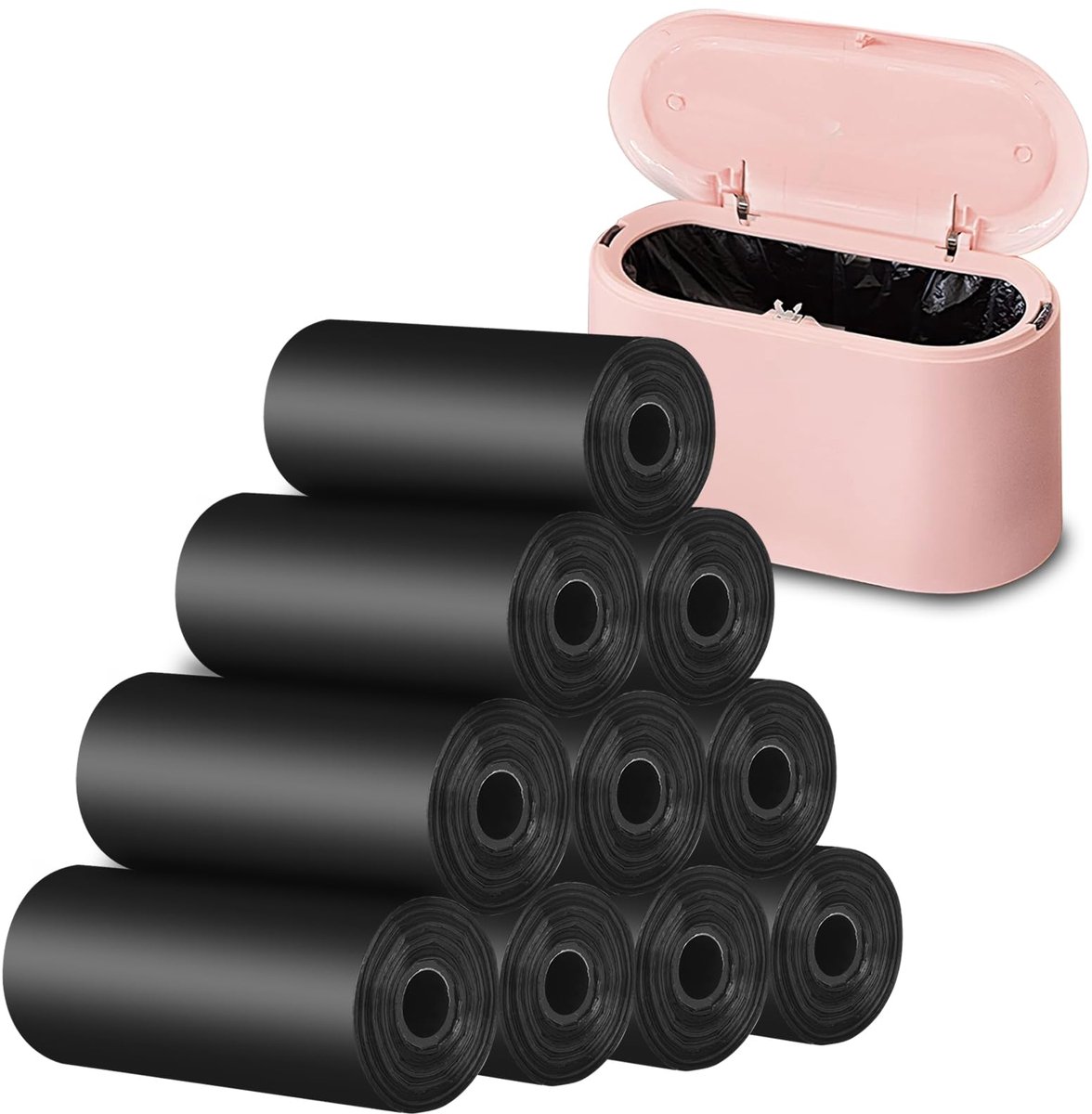 SnelShoppen - Mini-vuilniszakken 2L - 10 Rollen - 150 Stuks - Zwarte Kleine Vuilniszakken voor Badkamer, Keuken, Slaapkamer en Kantoor
