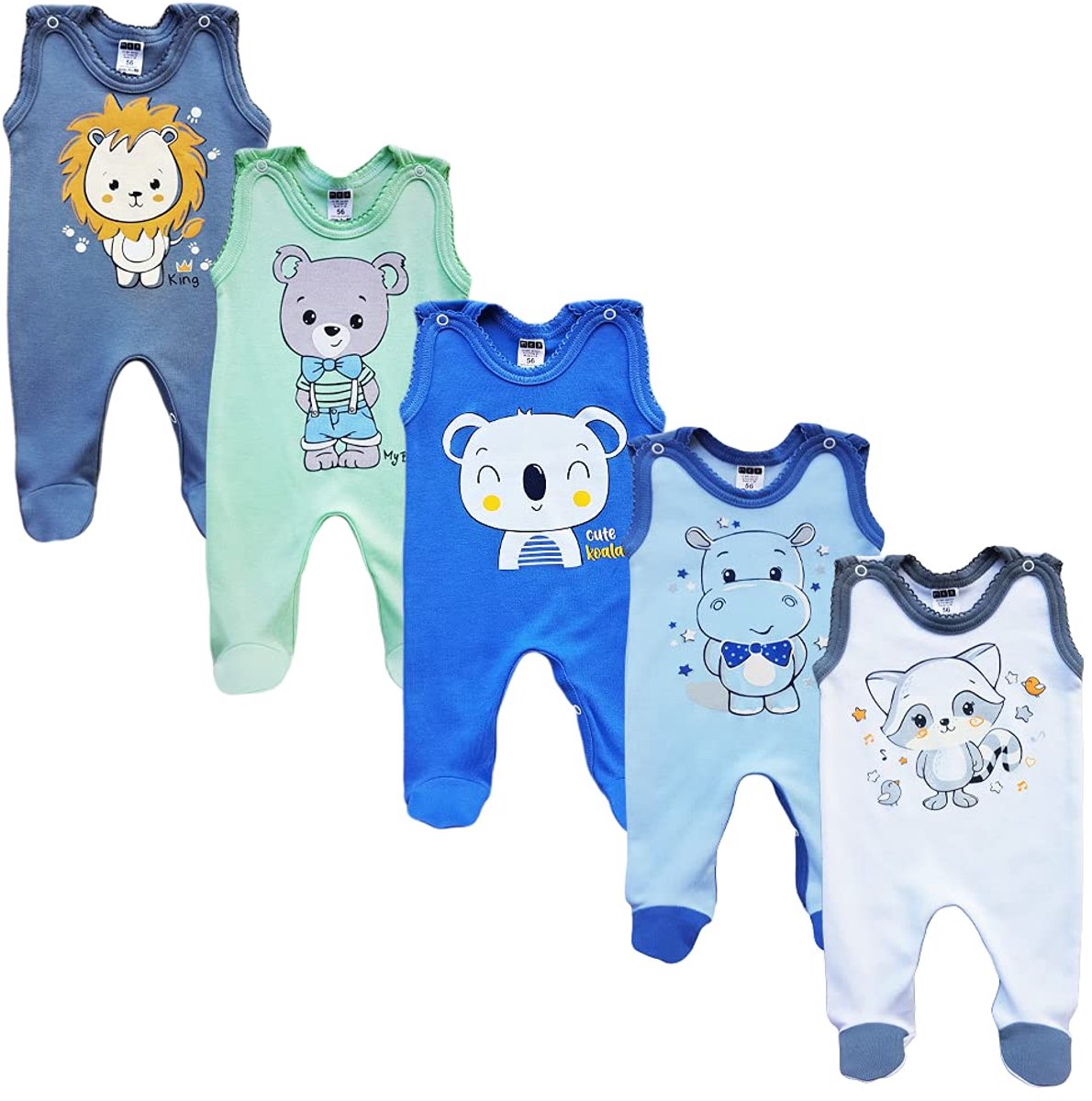 SnelShoppen - MEABABY Babyslaapzak Uniseks 100% Katoen met Print - 5 Stukken Slaapzakken voor Baby's - Ideaal voor Thuis en onderweg