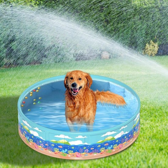 Kinderbadje Opvouwbaar - Opblaaszwembadje Buiten - Waterpret Zomer - Antislip PVC Materiaal - 160 x 45 cm - Blauw — afbeelding 5