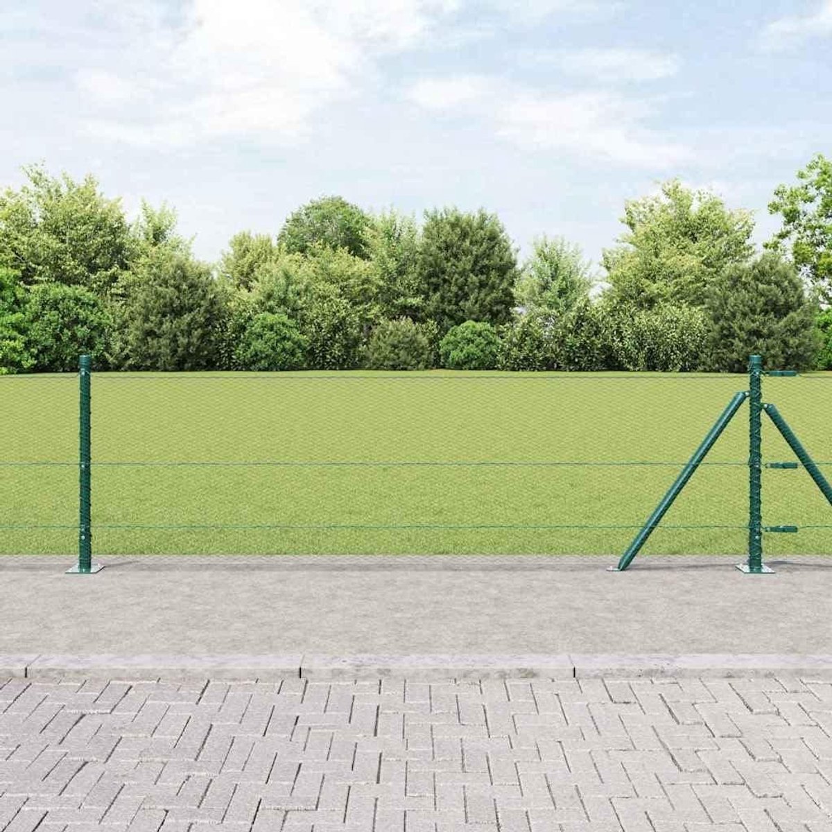 Stalen Balustrade Palen - Hekpalen Tuinpalen - Buitenhekken Plaatsen - PVC-Coating Weerbestendig - 50 Meter Lengte - Groen