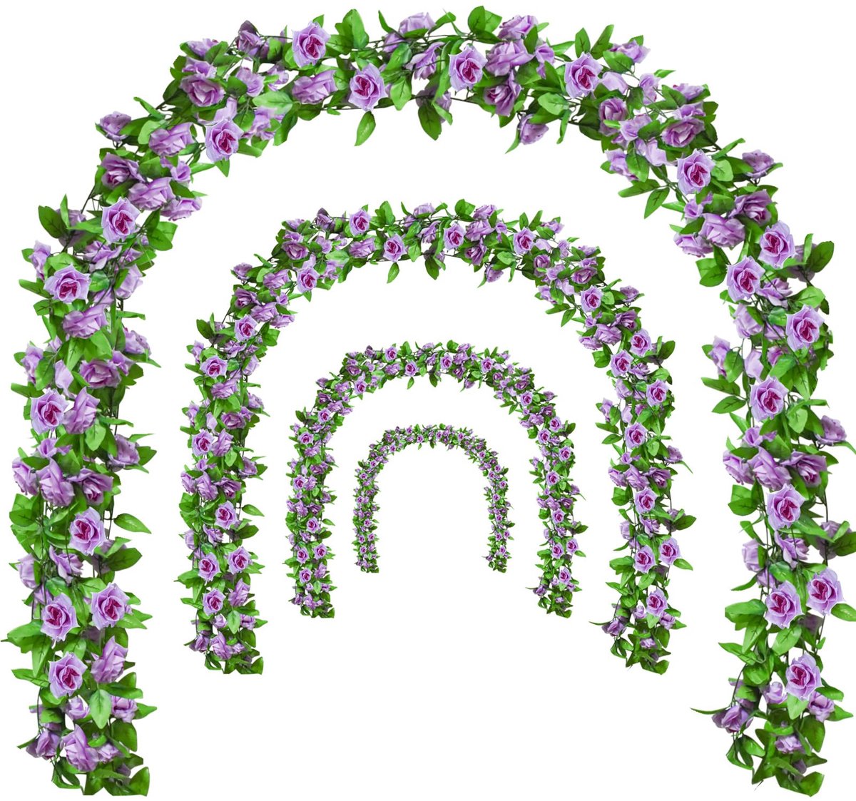 SnelShoppen - Bacucine Bloemenslinger, 6 Stuks, 46 Meter Kunstmatige Hangende Bloemenranken in Rozenwijn, Perfect voor Bruiloft, Feest, Muurdecoratie,