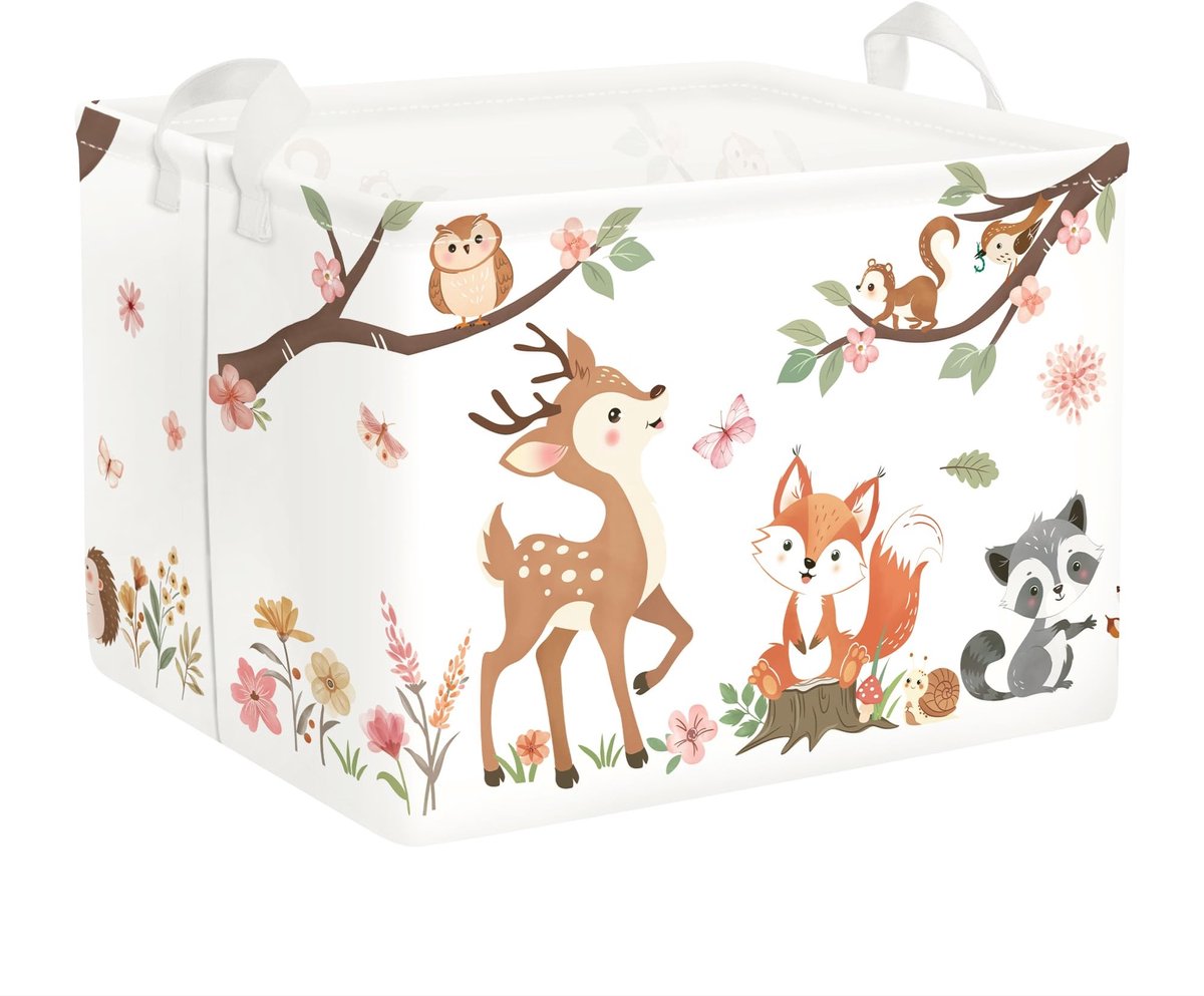 Dailygoods - Wasmand met Bosdieren Patroon, 40x30x30cm
