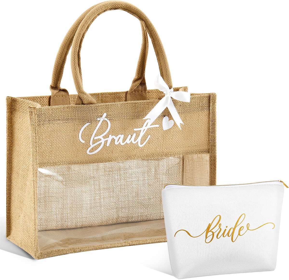 Dailygoods - Set van 2 Jute Draagtas voor Bruiloft en Vrijgezellenfeest - Duurzaam en Stijlvol