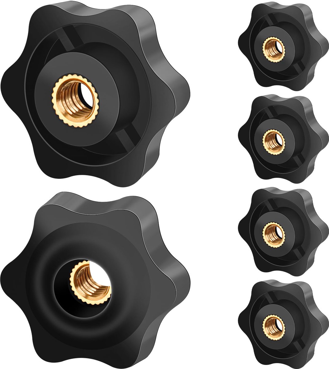 Dailygoods- Spanknop 32#M8 - 6 Stuks - Gekartelde Schroefdraad - Stergreep van Kunststof - Eenvoudig te Installeren - Geschikt voor Meubels en Apparaten - Klemmoer