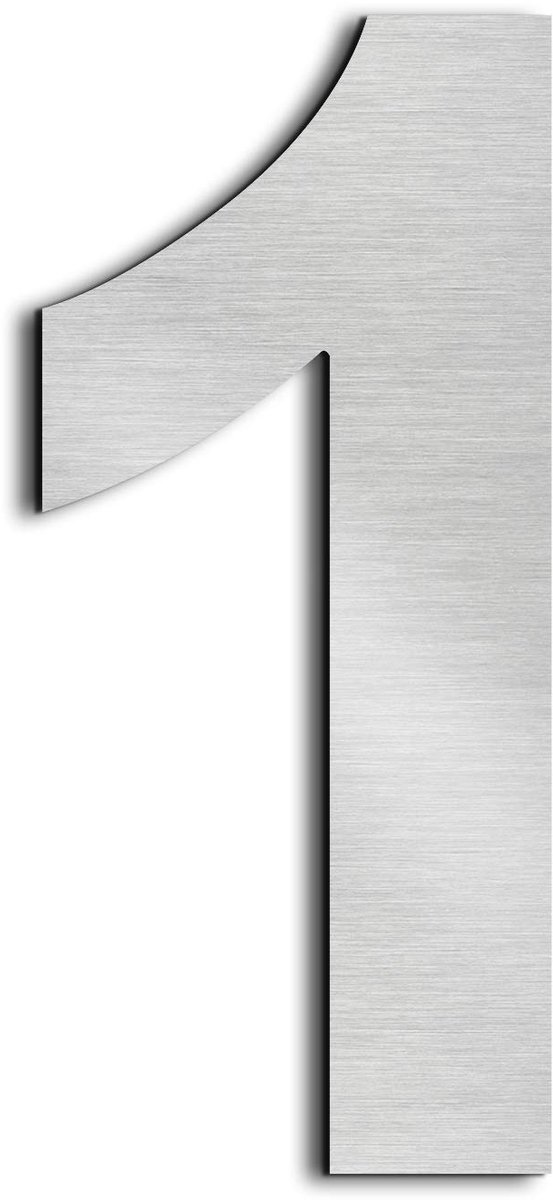 Dailygoods - 3in Huisnummer van Roestvrij Staal - Zelfklevend Nummer 1