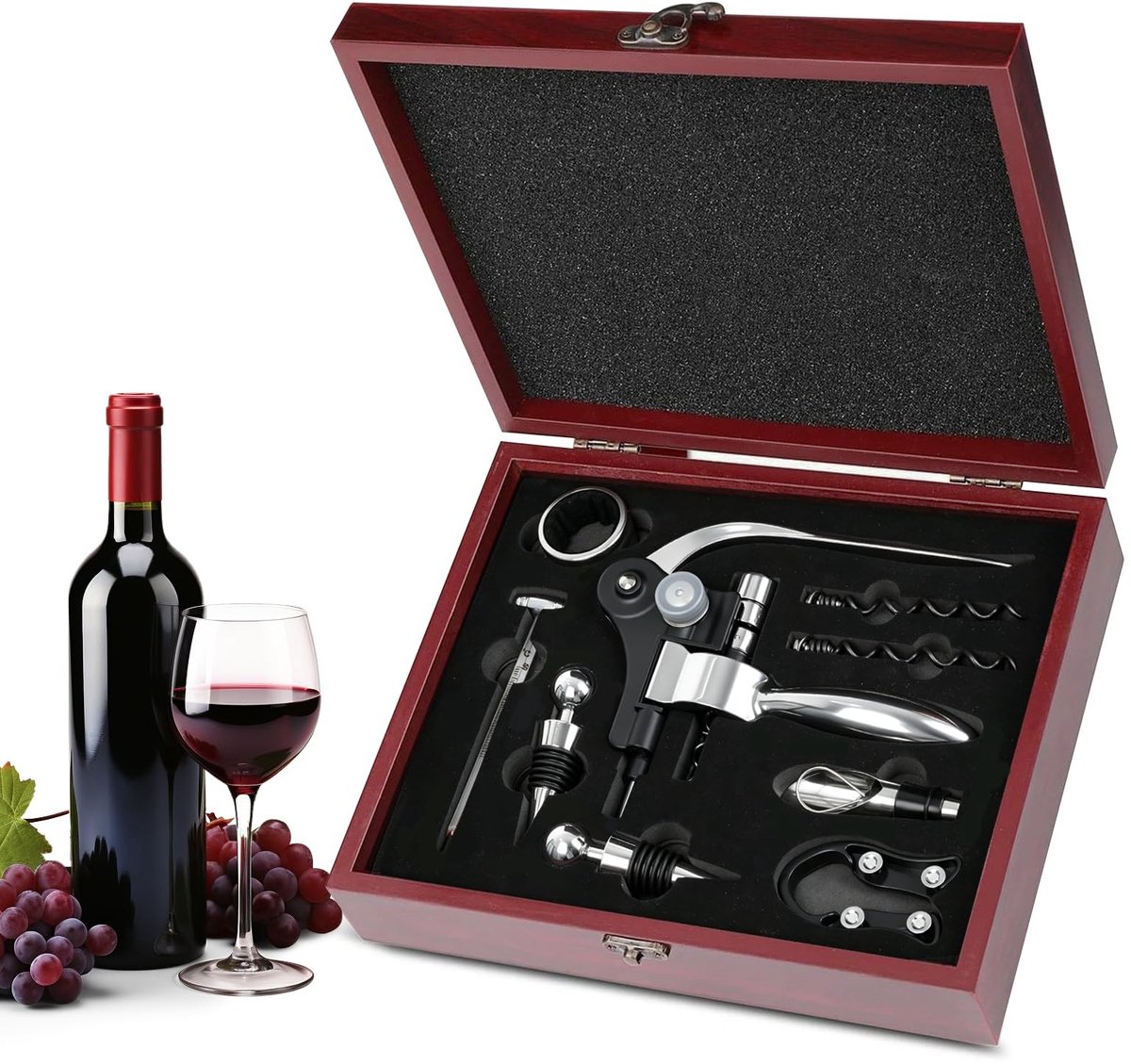 Dailygoods - Deluxe Wijnset met Kurkentrekker en Houten Doos - Perfect cadeau voor wijnliefhebbers