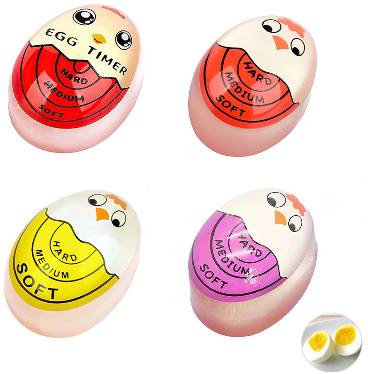 Dailygoods - 4 Stuks Herbruikbare Eierwekkers met Kleurverandering - Perfect voor Koken