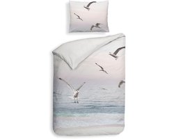 Heckettlane Dekbedovertrek Esma - Dekbed met instopstrook - Multi - Dekbedovertrek van 100% Katoen-Satijn - Zee - 140x200-220 cm + 1 sloop 60/70 cm - Zakynthos