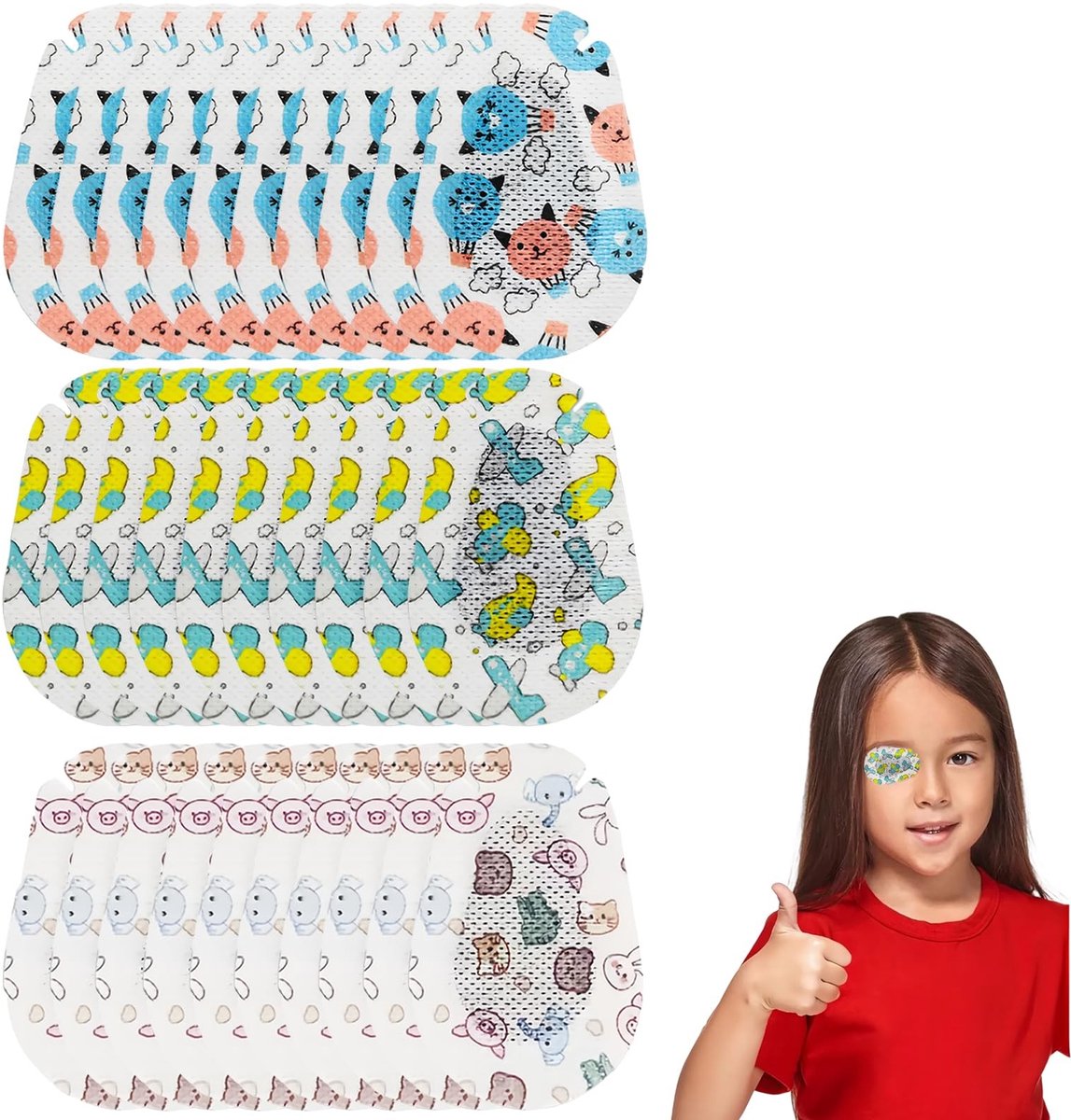 Dailygoods- Ooglapjes 30 stuks - Zelfklevende Oogpleisters - Vliesstof - Grappige Patronen - Voor Kinderen - Amblyopie