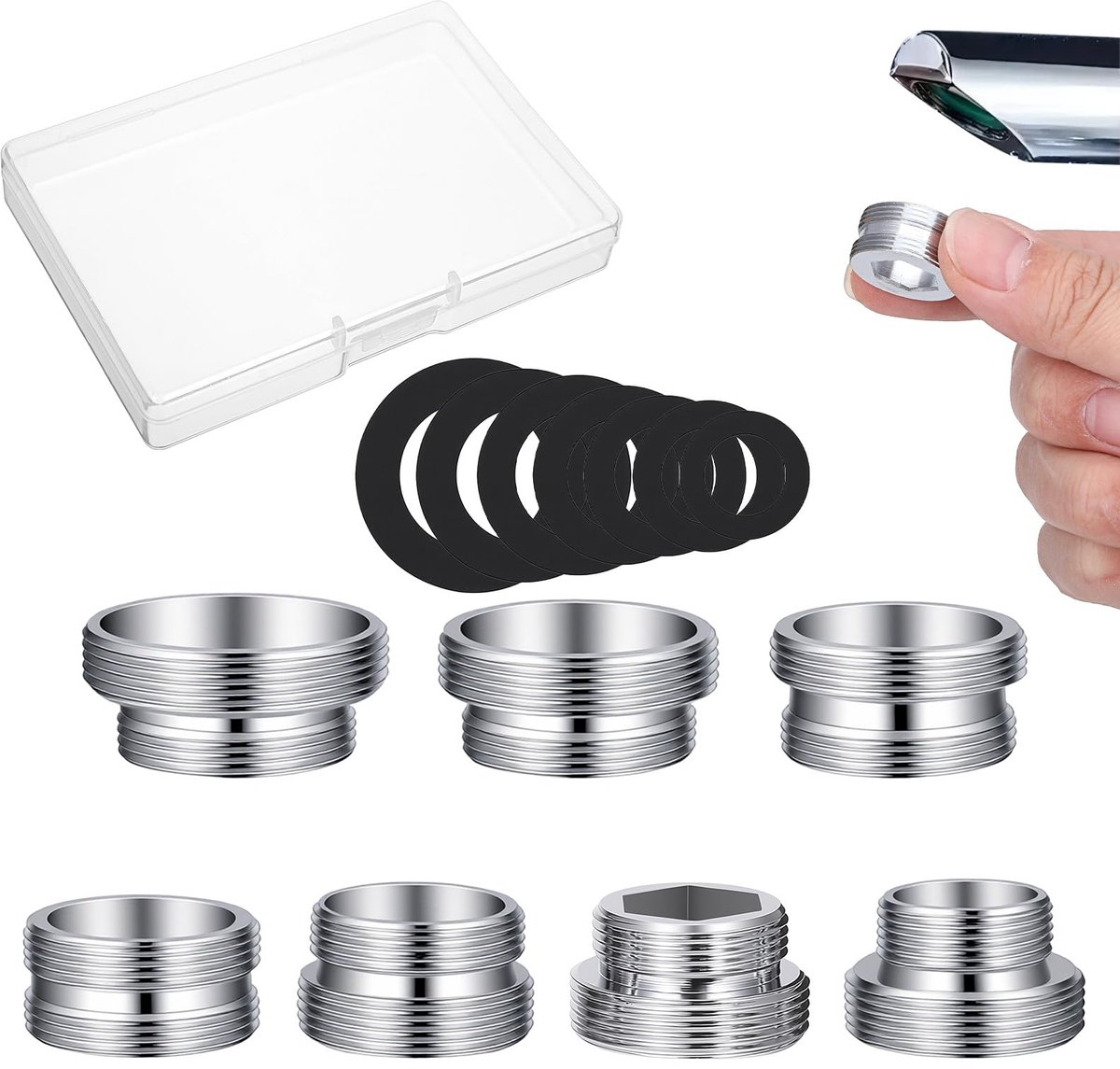 Dailygoods - Kraan Adapter Set met Schroefdraad - 7 Stuks M18 naar M22 Wateraansluiting