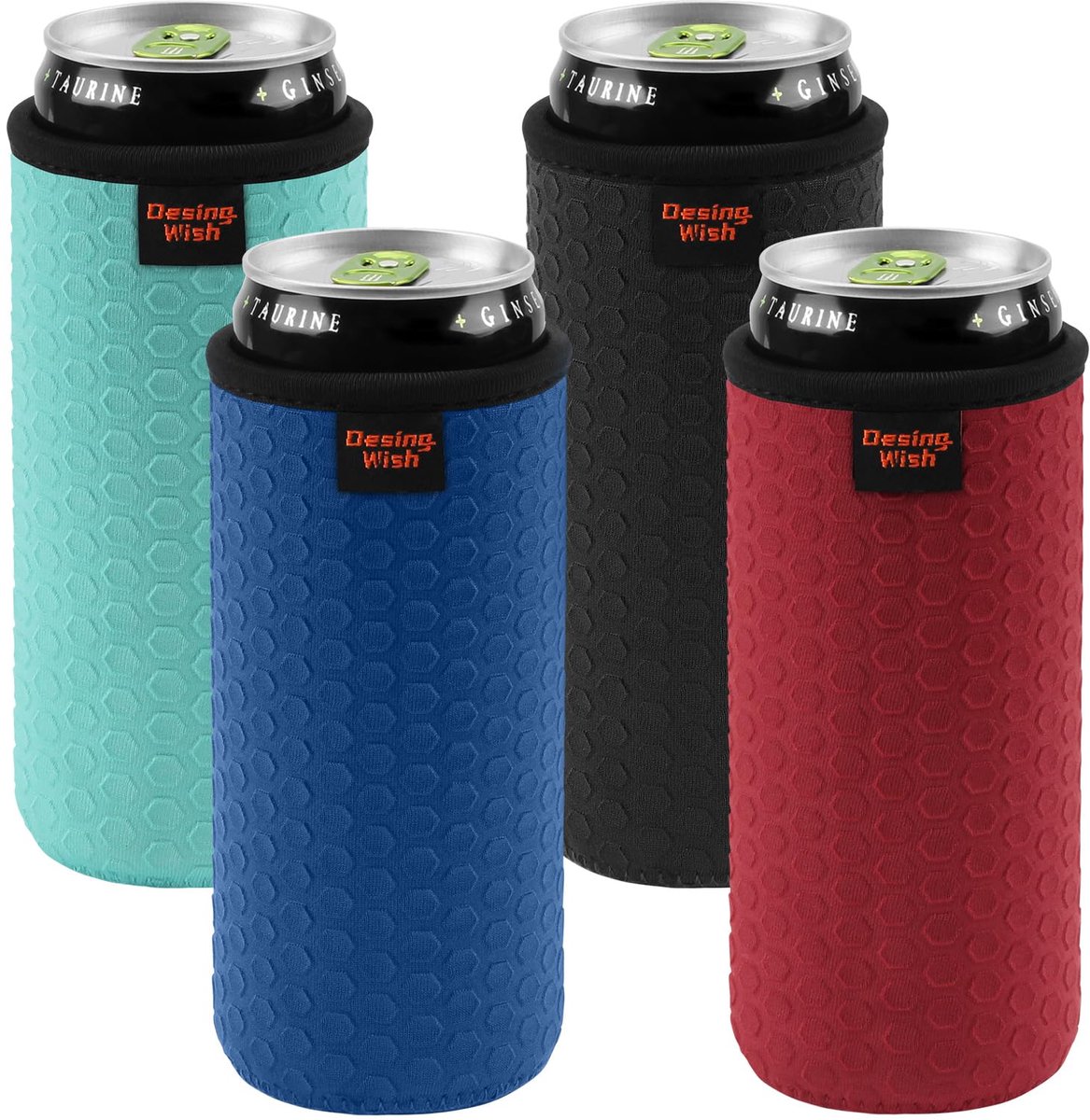 Dailygoods- Can Cooler Geïsoleerd - 4 Stuks - Antislip Can Cover - Herbruikbare Sleeve - Drankhouder Party Supplies - Voor Dunne Blikjes 300 ml