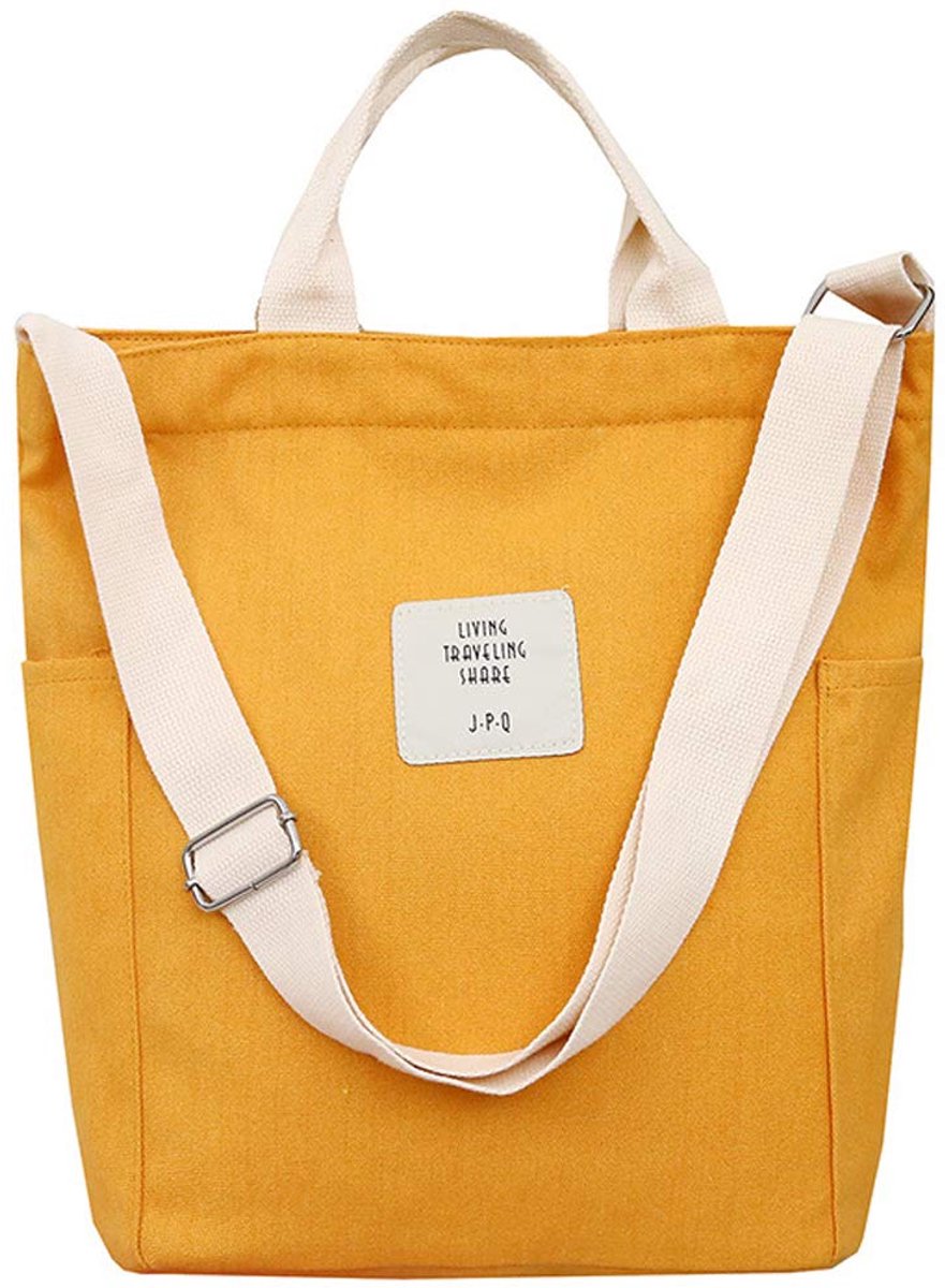 Dailygoods - Tote Bag voor Vrouwen met Rits - Duurzame Canvas Winkeltas en Schooltas