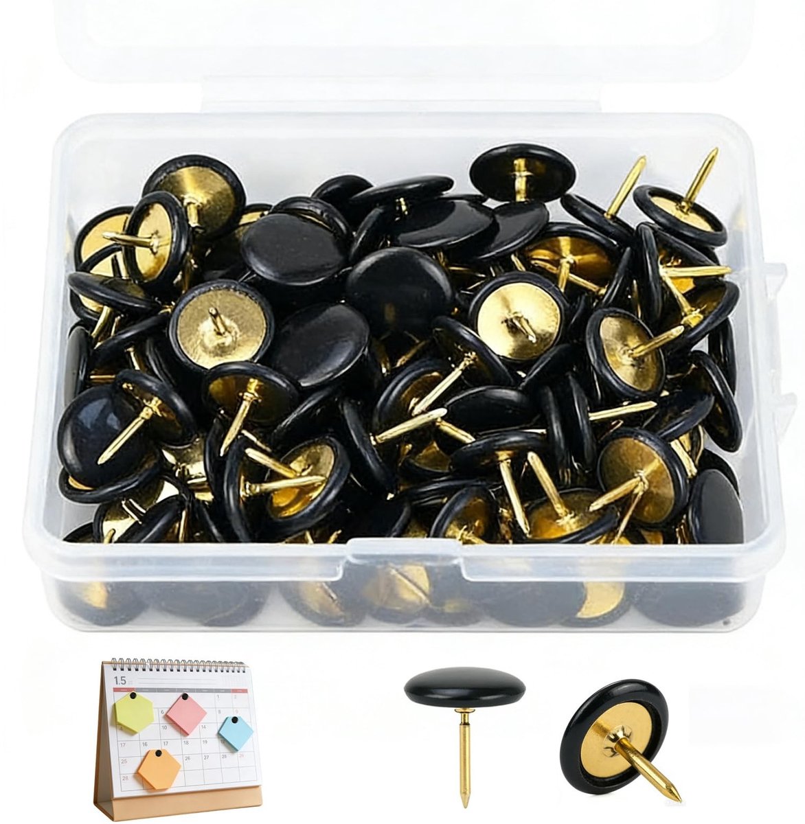 Dailygoods - 300 Stuks Zwarte Metalen Duimspijkers met Plastic Kop en Stalen Punt voor Korkborden en Bulletinborden