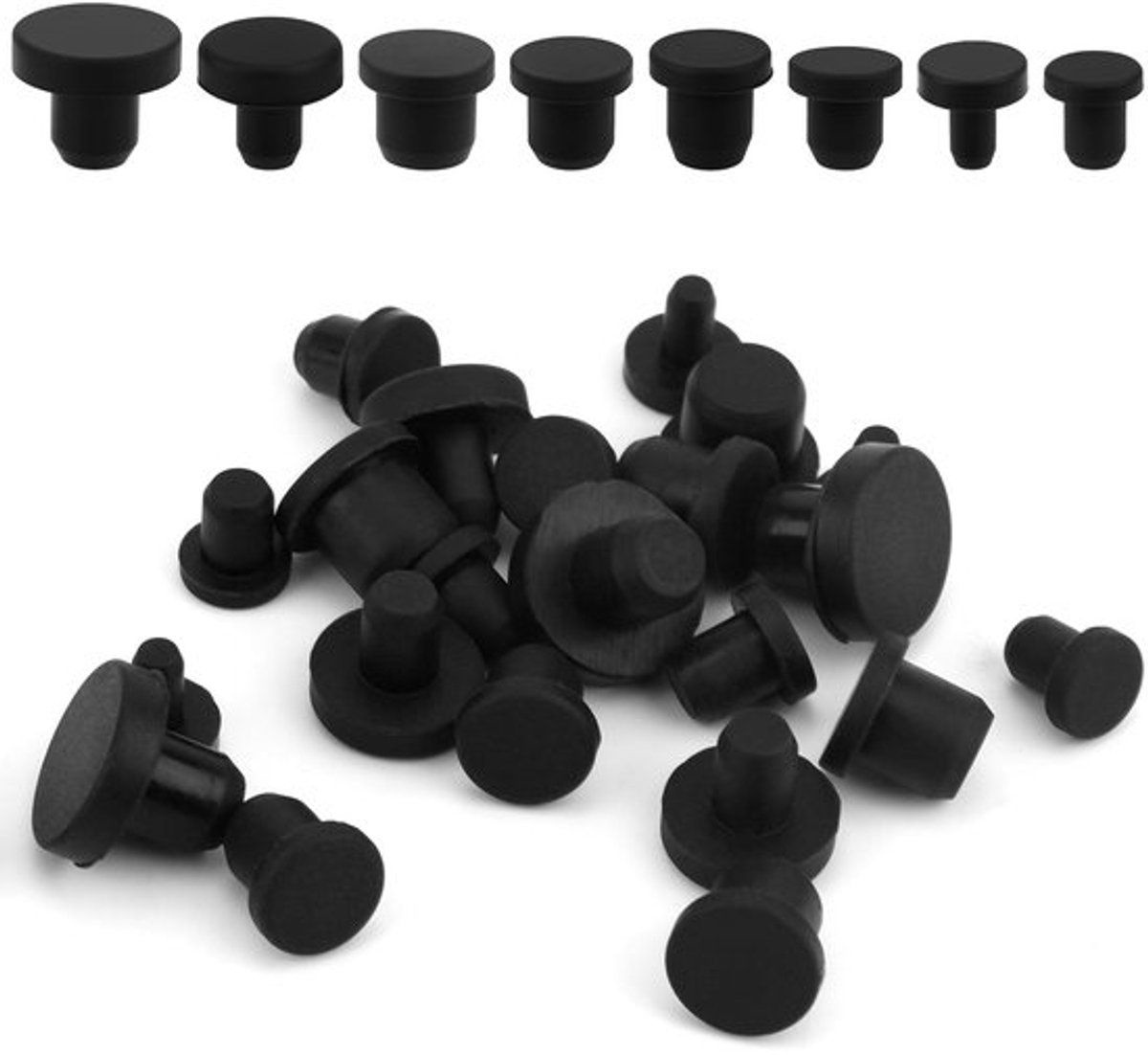 Siliconenrubber-stoppers - 80 stuks waterdichte pluggen voor openingen van 4-9,5 mm - Geschikt voor diverse toepassingen - Diverse maten - Hoo..