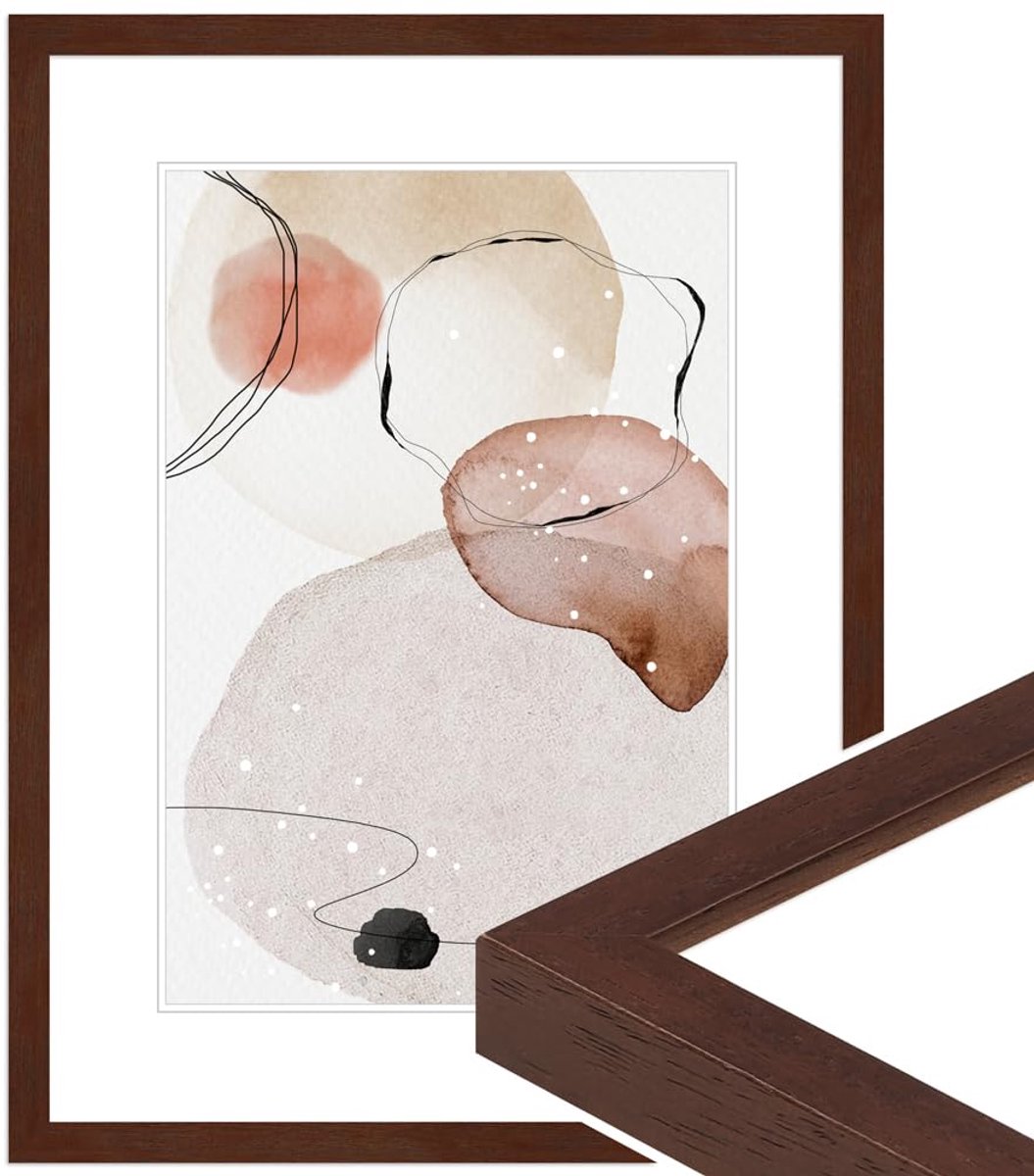 Dailygoods - Wandfoto Lijst Notenhout Look 15x15 cm - Modern Ontwerp - Made in Germany
