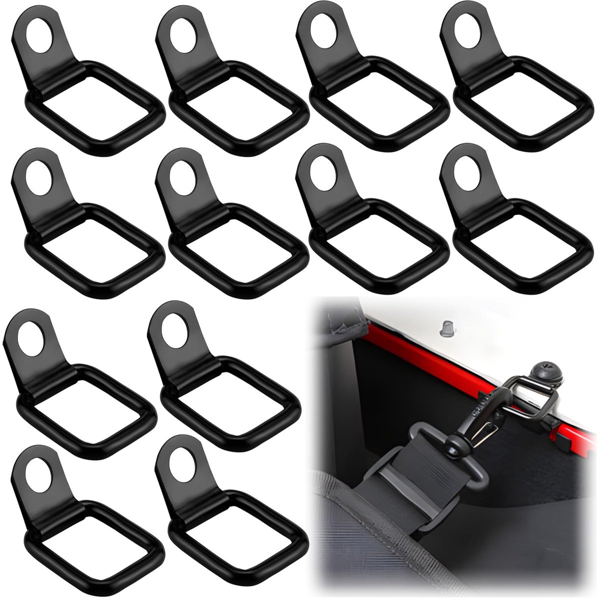 Dailygoods - 12 Stuks D-ring Lashing Eyes voor Veilige Transport - Vouwbare Lashing Haken