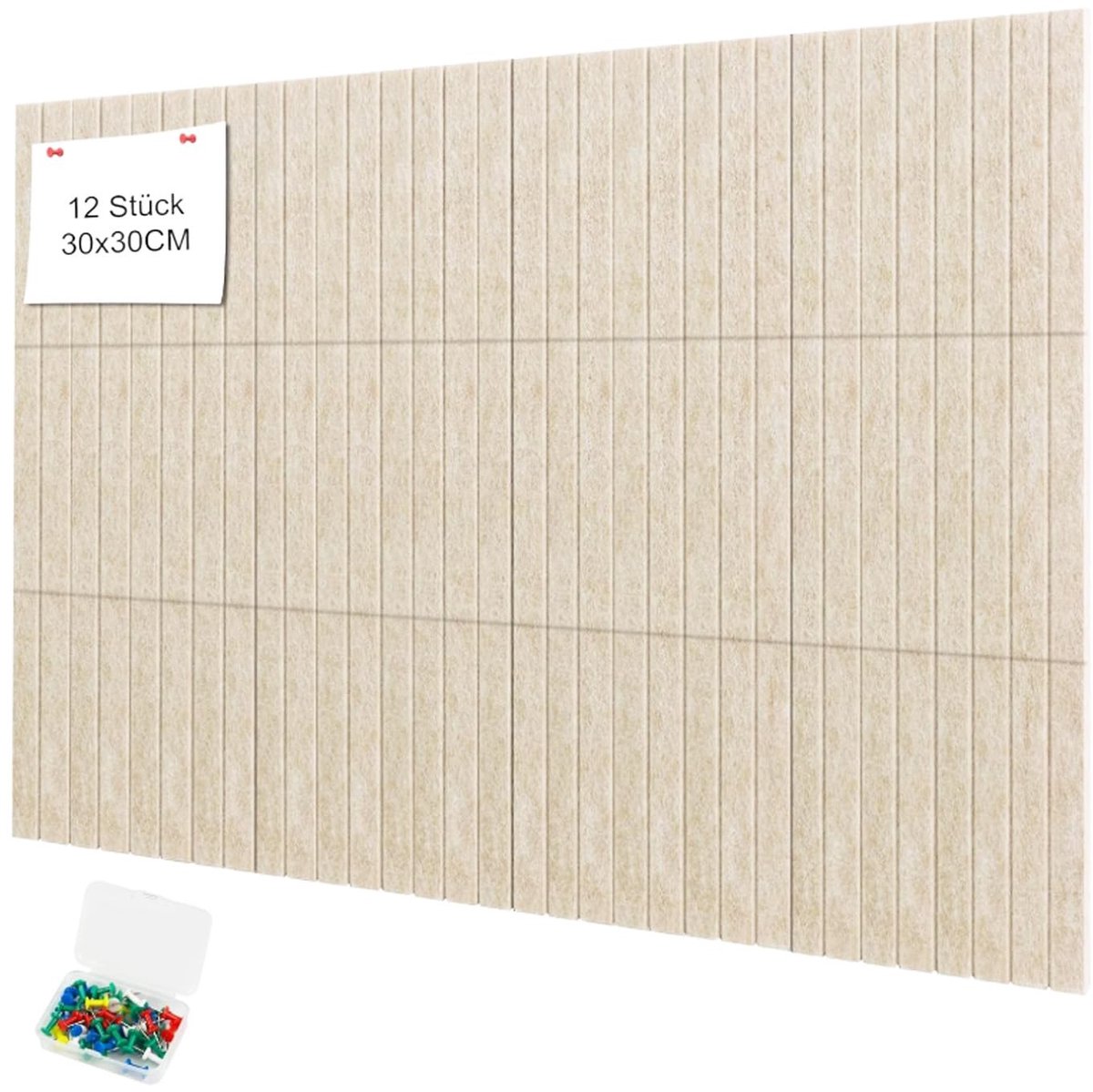 Dailygoods - Set van 12 Kleine Decoratieve Vilt Korkenborden 30 x 30 cm