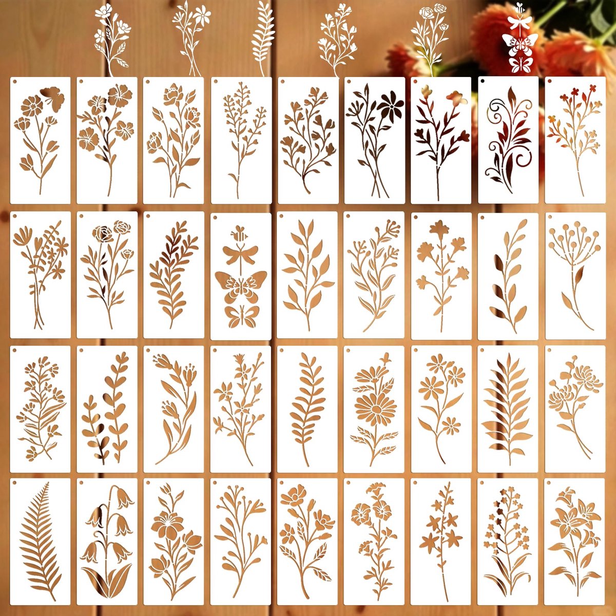 Dailygoods - 36 Stuks Herbruikbare Bloemensjablonen voor DIY - Perfect voor Schilderen en Scrapbooking