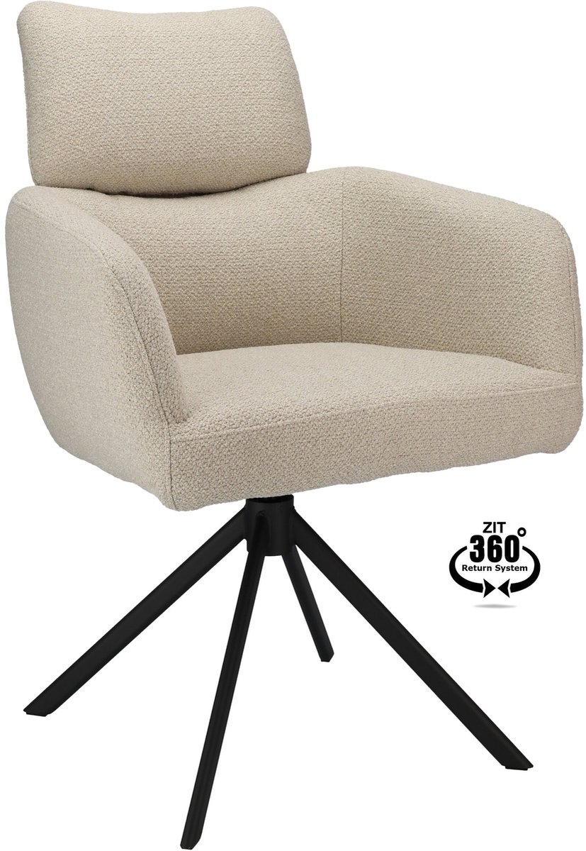 Icon Living - Armstoel Lyo Stof Rhythm Natural Leg Black 360° Return-system