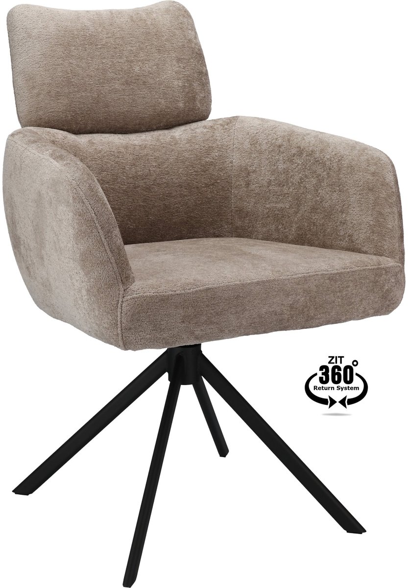 Icon Living - Armstoel Lyo Stof Stella Liver Leg Black 360° Return-system