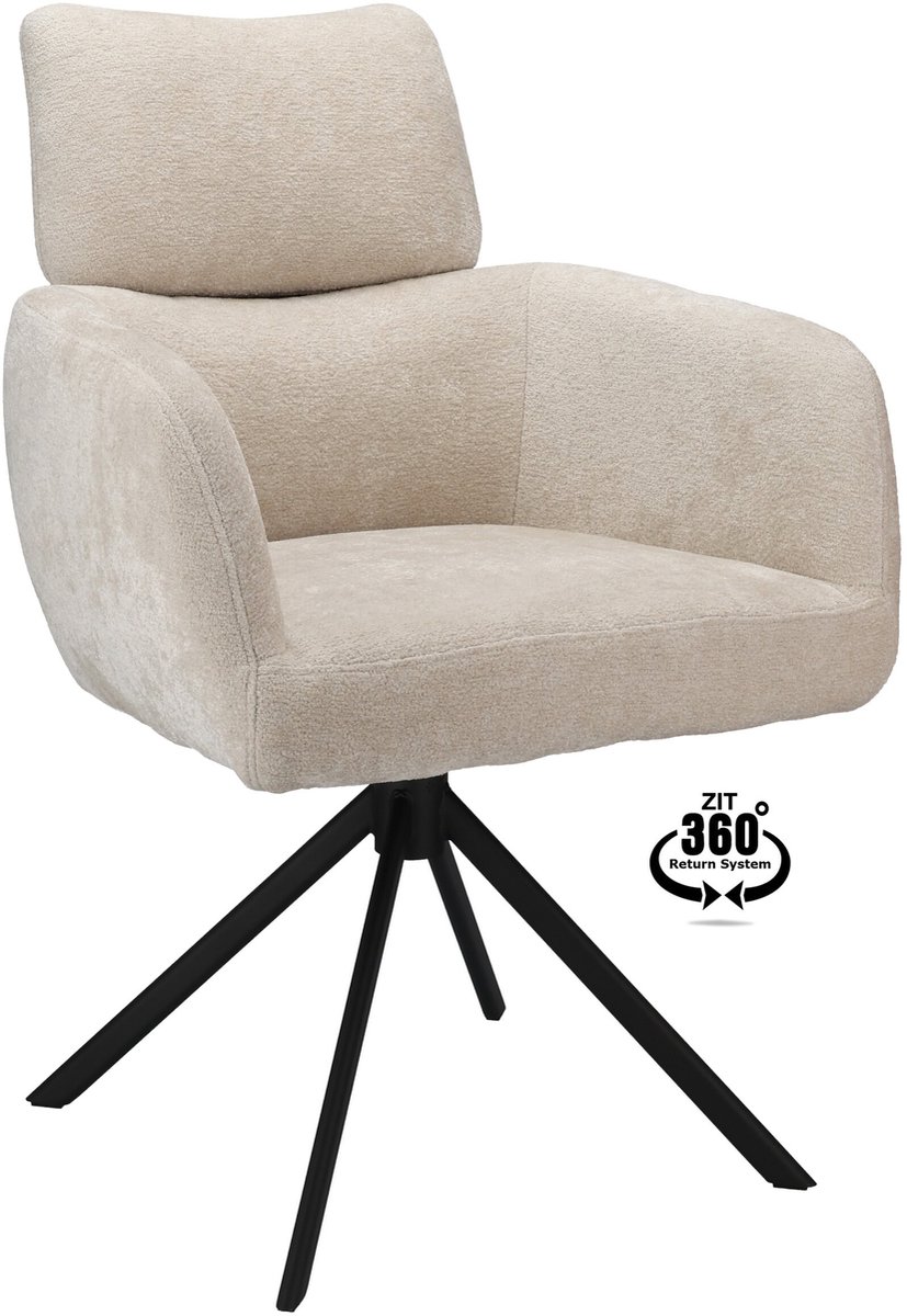 Icon Living - Armstoel Lyo Stof Stella Linen Leg Black 360° Return-system