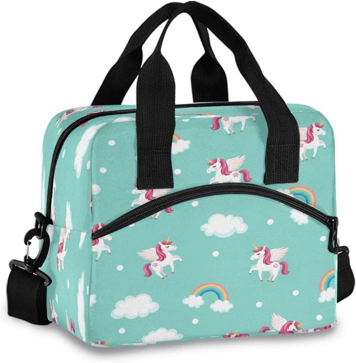 Koeltas Kinderen - Lunchbox Tas - Maaltijden Meenemen - Duurzaam Geïsoleerd Materiaal - 29x18x24 cm - Vliegende Eenhoorn Aqua
