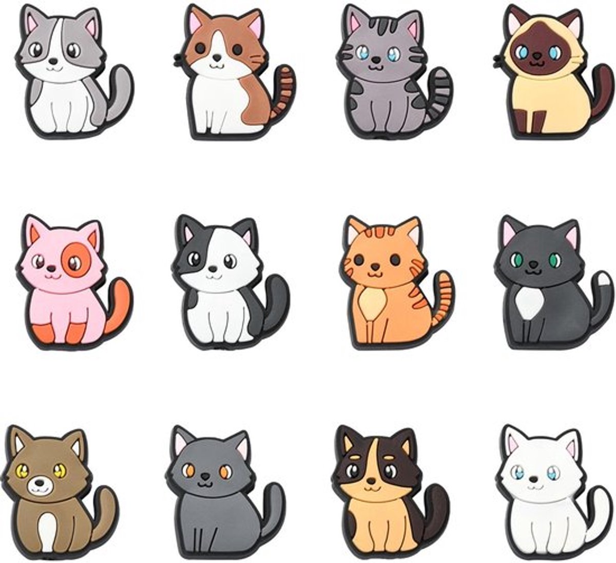 Kattenkralen 24 Stuks - PVC Kunststof - Schattige Dierenkralen - Do It Yourself Sieraden - Armband/Ketting - 12 Kleuren - Sieradenkralen