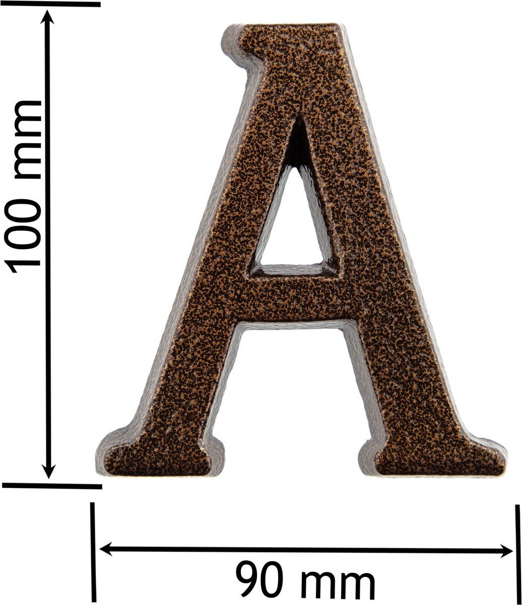 Dailygoods - Huisnummer A van Aluminium 10 cm - Antiek Koper Huisnummerbord