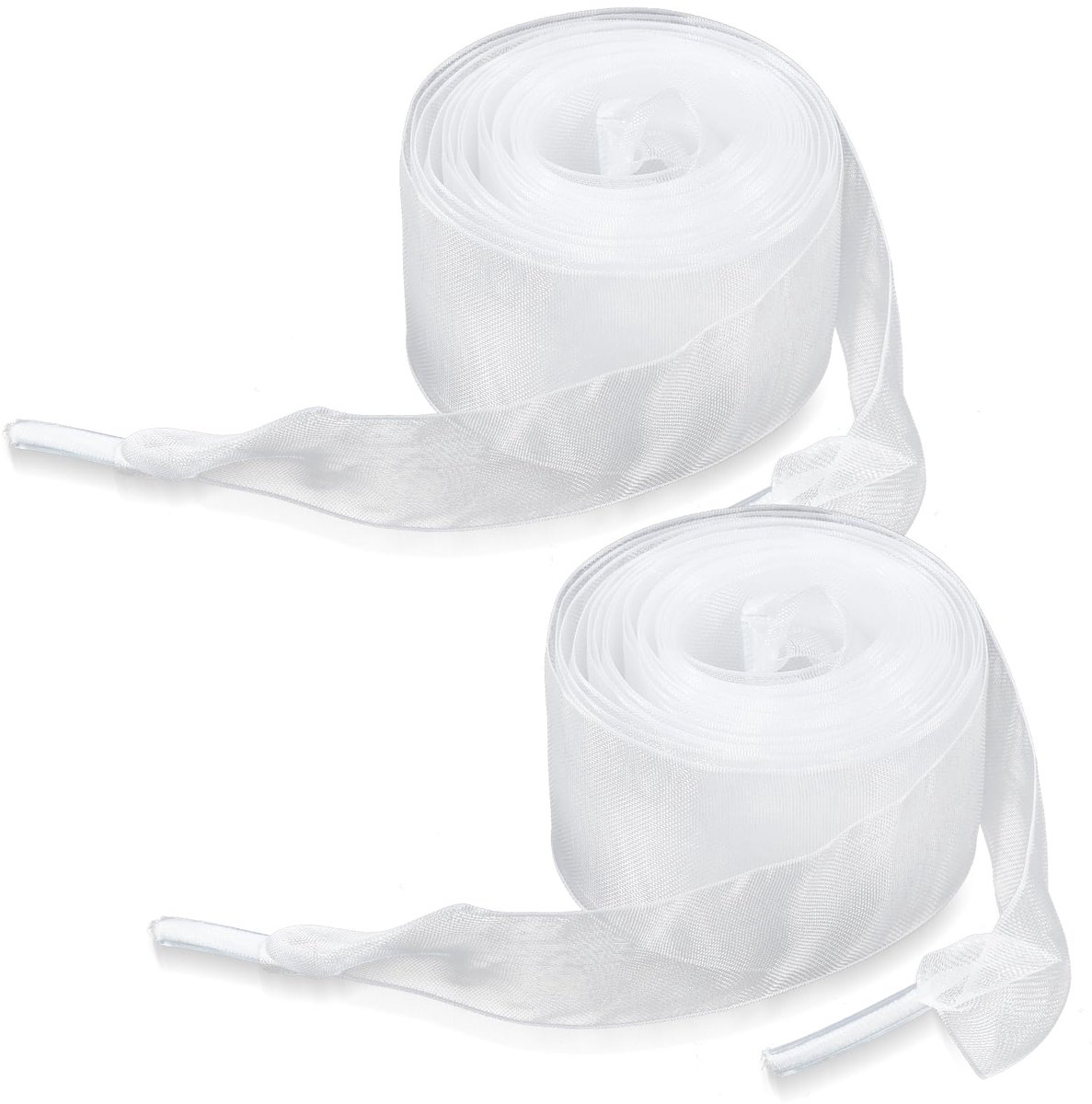 Dailygoods - 2 Paar Witte Satijnen Veters - 120cm voor Sneakers