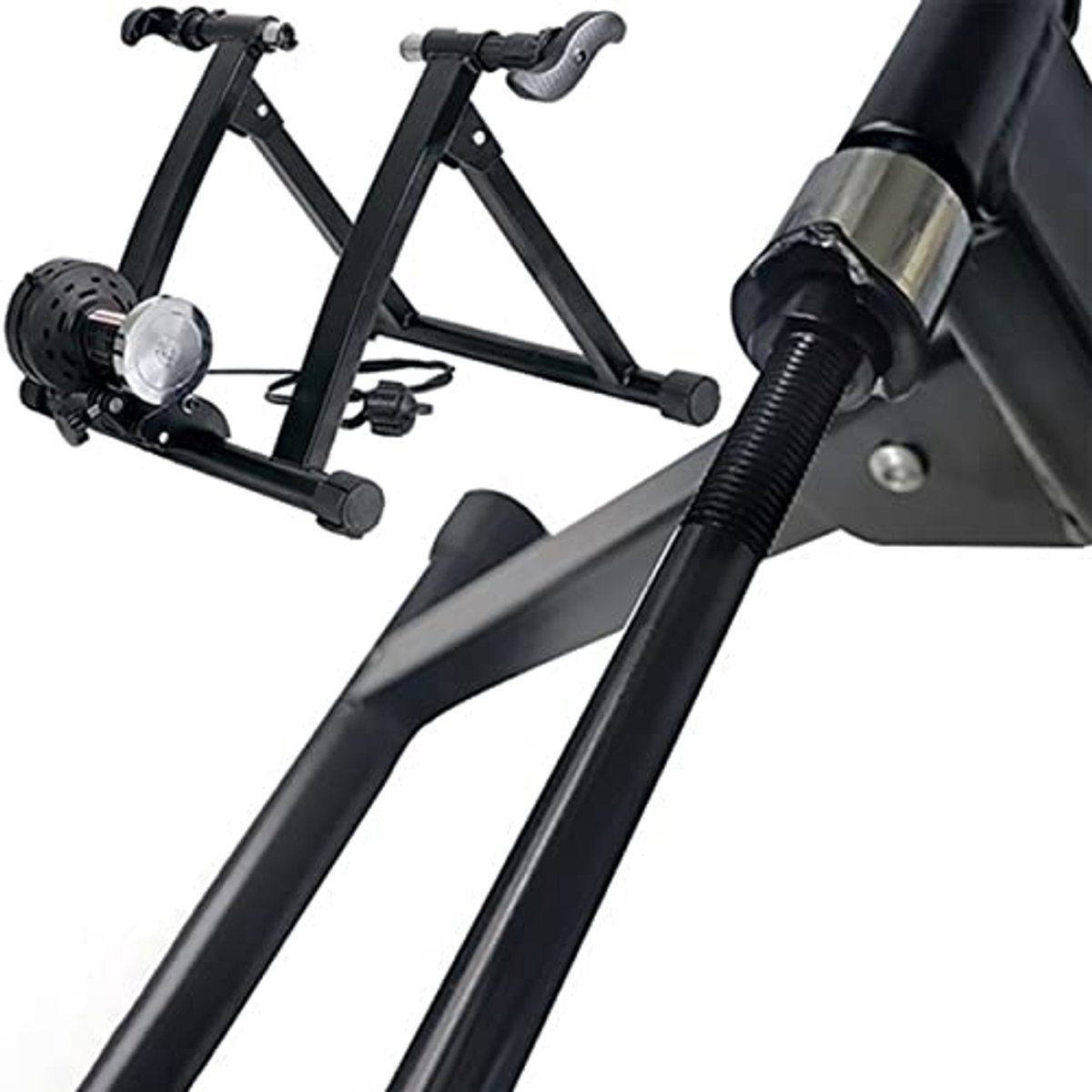 SnelShoppen - Fietstrainerstandaard met Voorwielblok voor Indoor Fietstraining, Steekas en Schachtontwerp voor Verbeterde Stabiliteit, Ideaal voor Thu