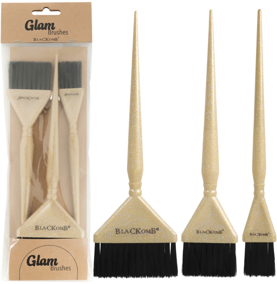 Blackomb Haarverfkwasten Set - Gouden Glitter - 3 Stuks