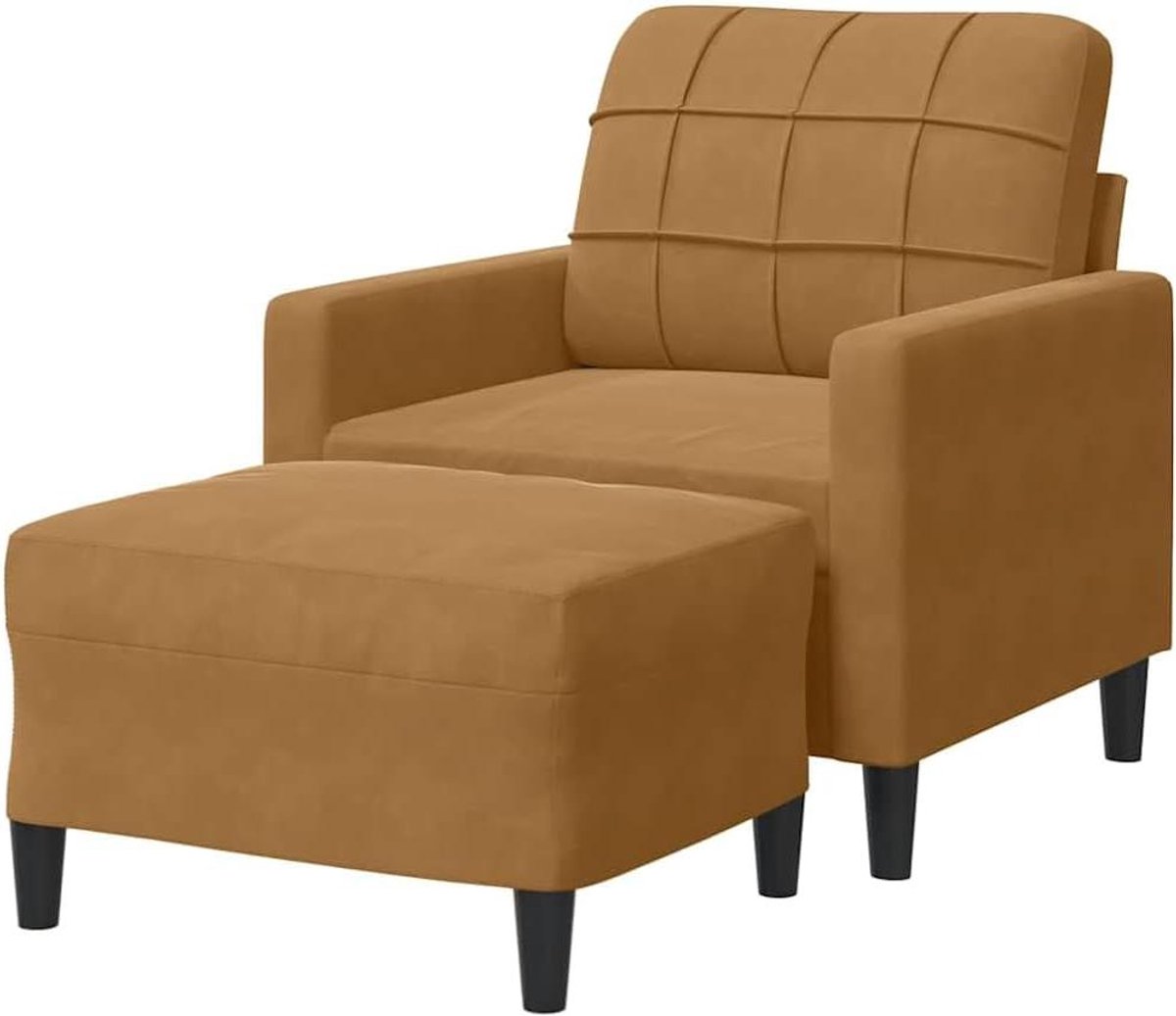 Fauteuil met voetenbank - Stoel zetel leunstoel - Ontspannen lezen tv kijken - Zacht glad fluweel - 60 cm - Bruin