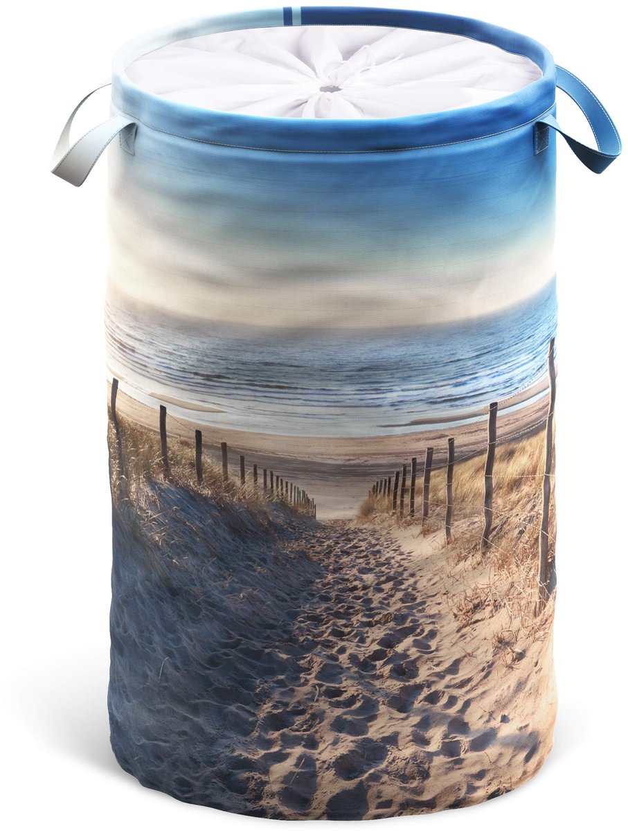 SnelShoppen - Wasmand met deksel 60 liter | Stabiele ronde opvouwbare waszak met handgrepen | Ideaal voor thuis, camping, kinderen, en meer
