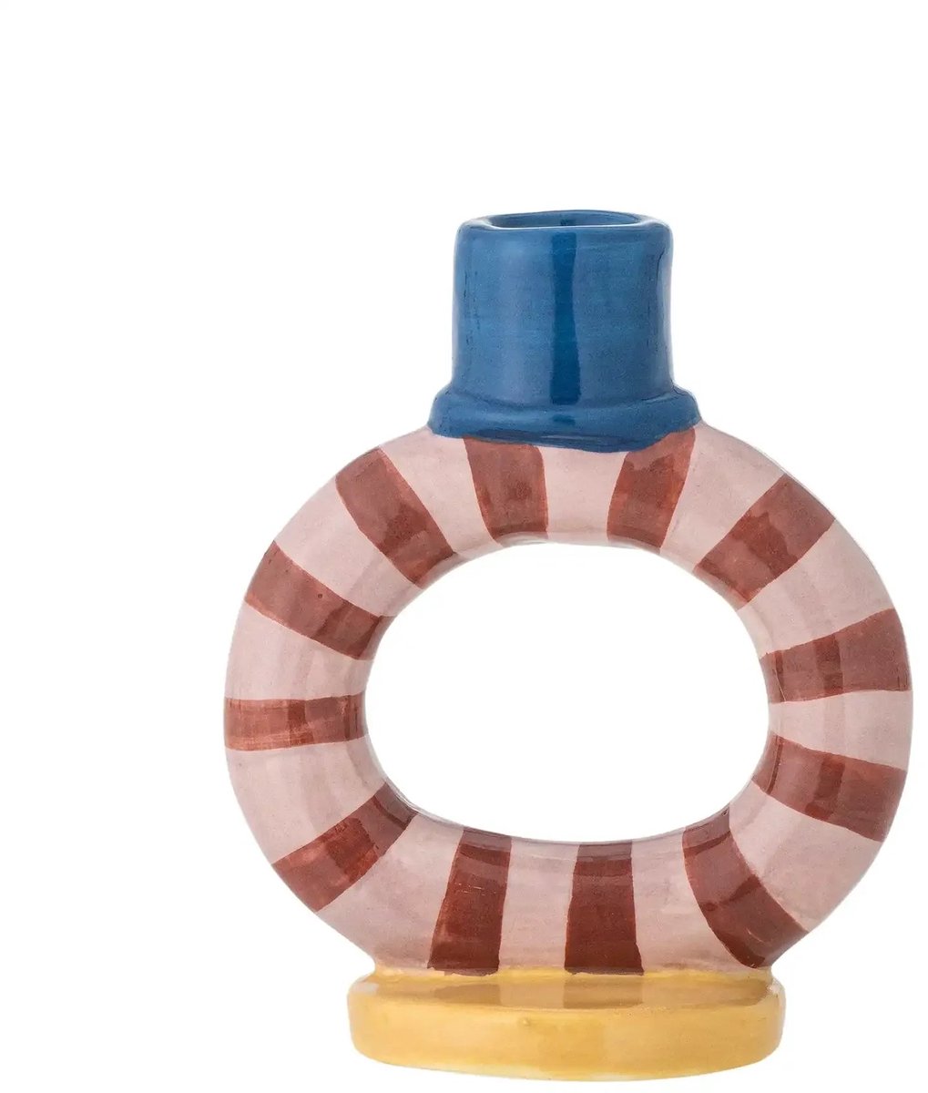 Bloomingville Kandelaar aardewerk Tacana roze 12cm blauw