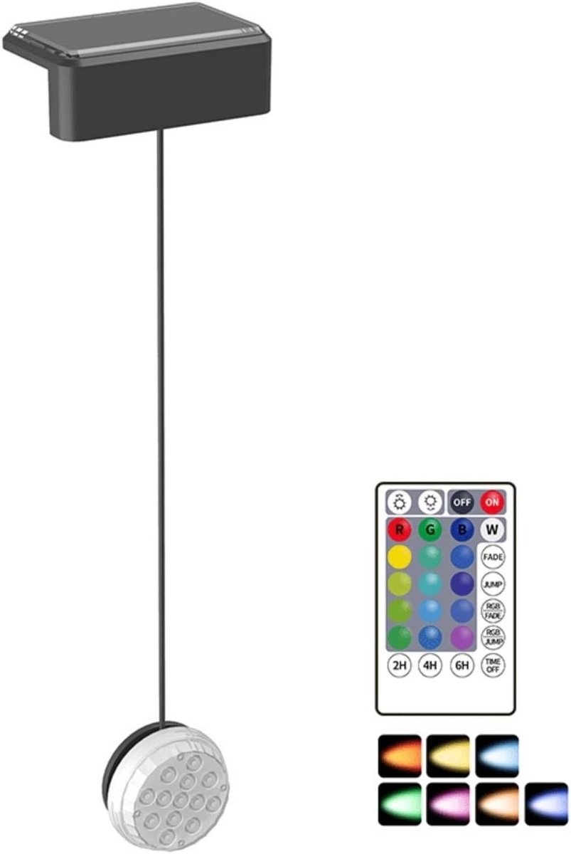 ZVD Solar Onderwater Zwembadverlichting – Waterdichte Zwembadlamp – Met Afstandsbediening – 20 RGB-modi & Timerfunctie – Dimbaar LED-vijverlicht – Decoratieve Zwembadverlichting – Geschikt voor Buiten- & Opblaaszwembaden - Zwart