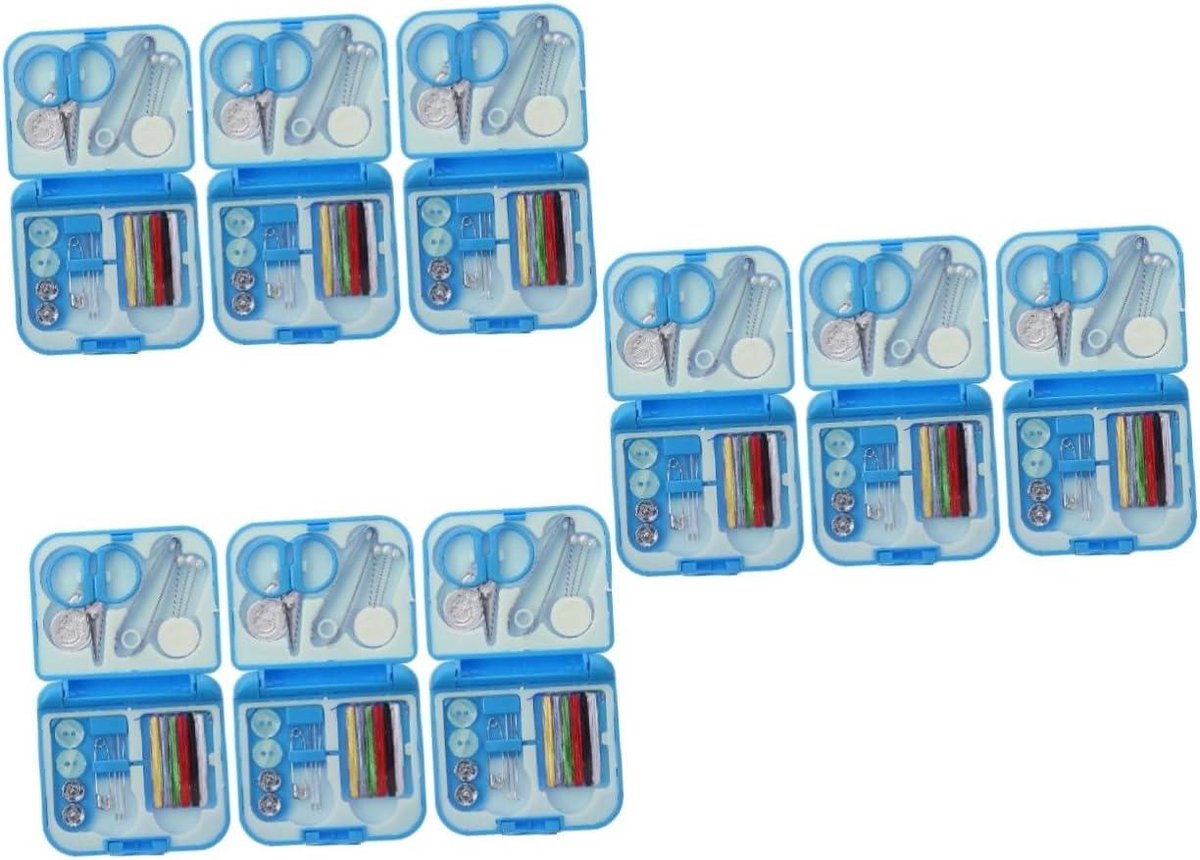 Naaidoos Set - Reis Naaisetje - Handsteken Noodgevallen - Compleet Handwerkgereedschap - 9 Dozen - Multicolor