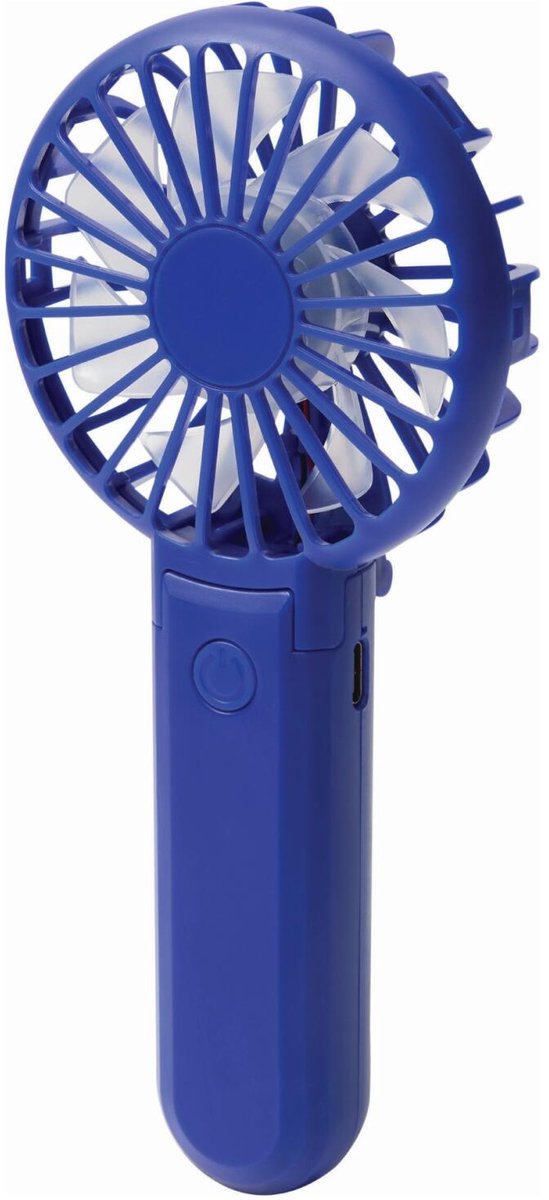 Trendoz Typhoon Mini handventilator - blauw - 8 x 17 cm - verkoeling in zomer - 3 snelheden - USB en met c-laadkabel