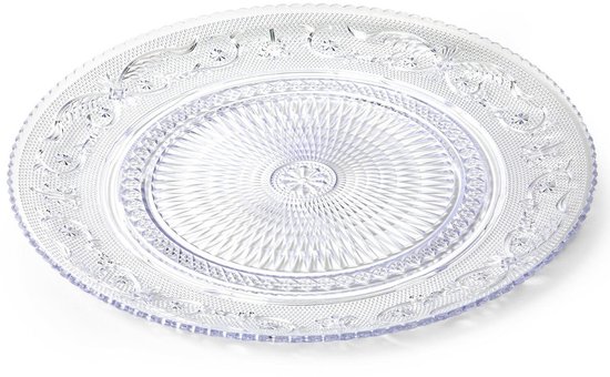 Excellen Houseware taart en gebakbordjes - 8x - kunststof - kristal ornament - transparant - Dia 18 cm — afbeelding 3