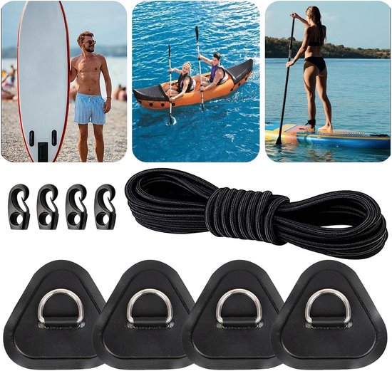 Paddle Board Reparatiekit - Kajak D-ring Patch - Watersport Onderhoud - Roestvrijstalen D-ringen - 4-delige set - Zwart — afbeelding 5