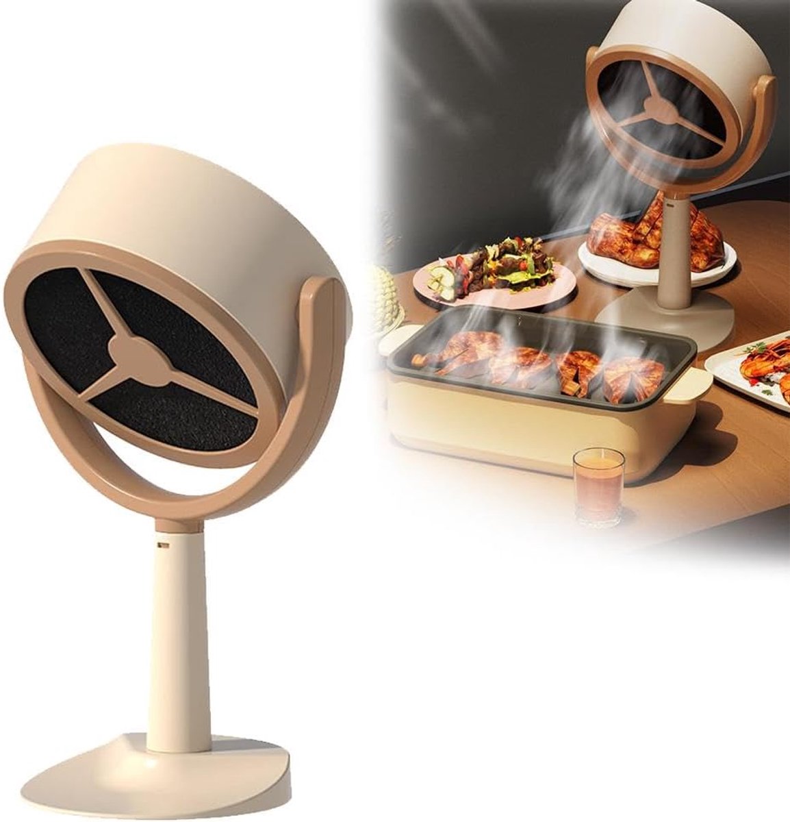 Luchtreiniger, draagbare tafelmodel afzuigkap, oplaadbare rookreiniger, luchtreiniger, rookventilator voor roken binnenshuis, barbecue, hotpot