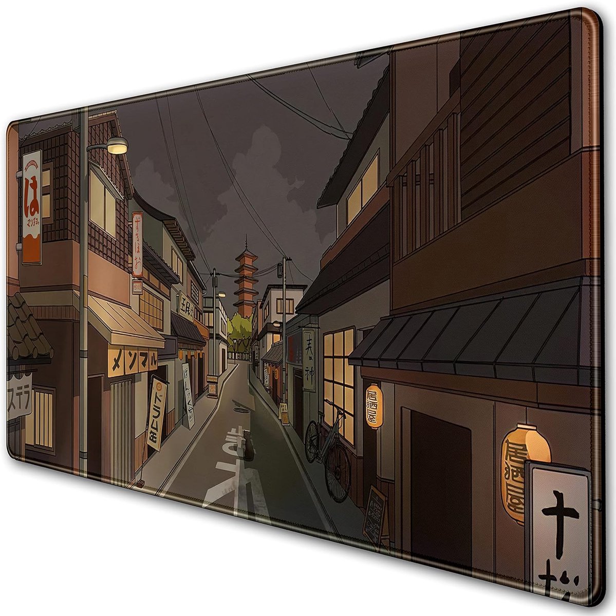SnelShoppen - XL Bureaumat Tokyo Street at Night Kawaii Japanse Gaming Muismat, Antislip Rubber, Grote Onderlegger voor Desk, Anime, XXL Toetsenbordma