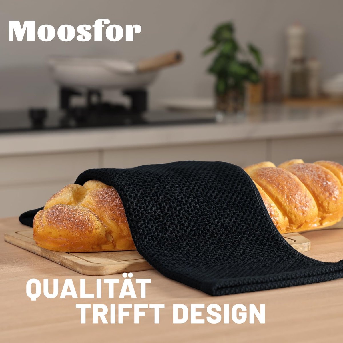SnelShoppen - Zachte Theedoeken 100% Katoen, 30 x 30 cm, Absorberende Keukendoeken, Pluisvrije Vaatdoeken, 6 Stuks, Zwart voor Keuken en Huishouden