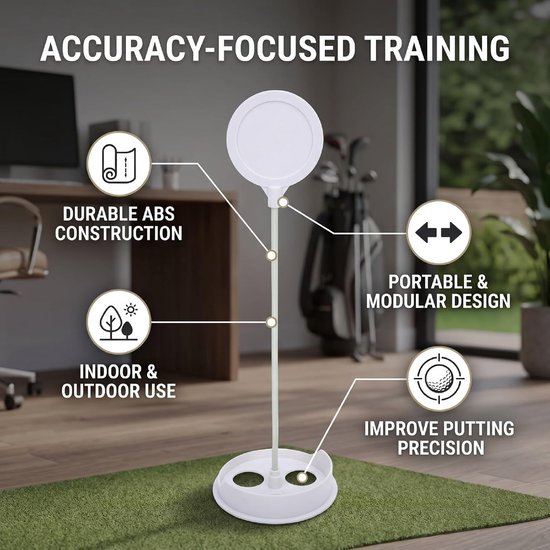 Oefenbeker Golf - Putting Cup - Golf Training - Draagbaar Ontwerp - 31.5 x 15 x 7 cm - Wit — afbeelding 2