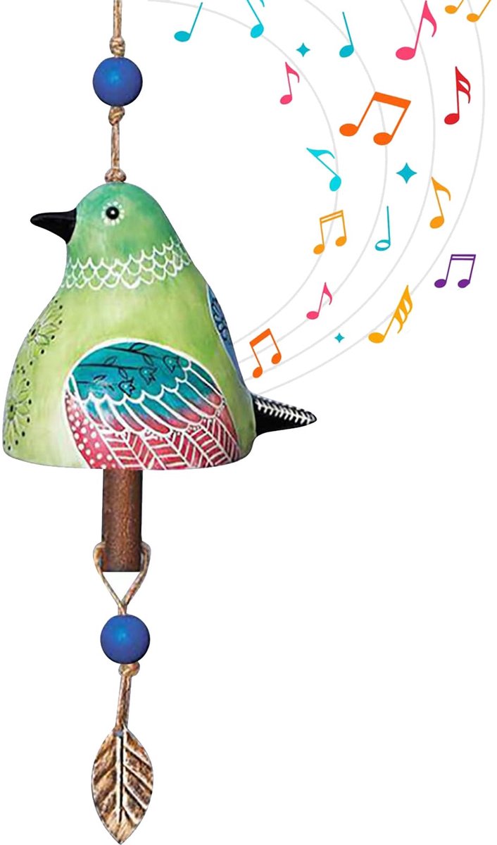 SnelShoppen - Leuke keramische vogel windgong voor binnen en buiten, herdenkingswindgong met rustgevende melodieën, tuin decoratie, hangende bel voor