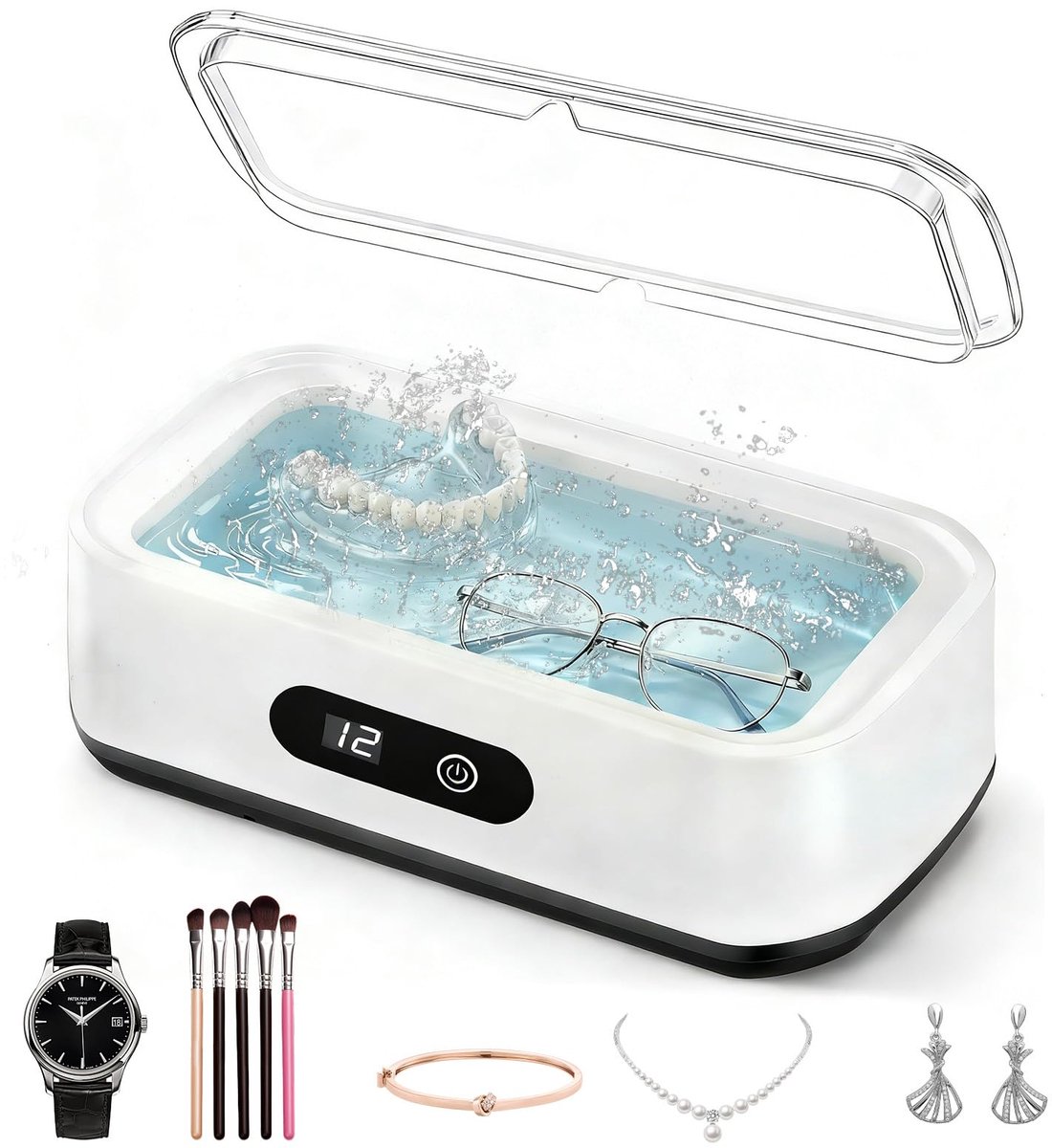 Ultrasone Reiniger - Schoonmaakapparaat - Sieraden Reinigen - 49000Hz Frequentie - 650 ml - Wit