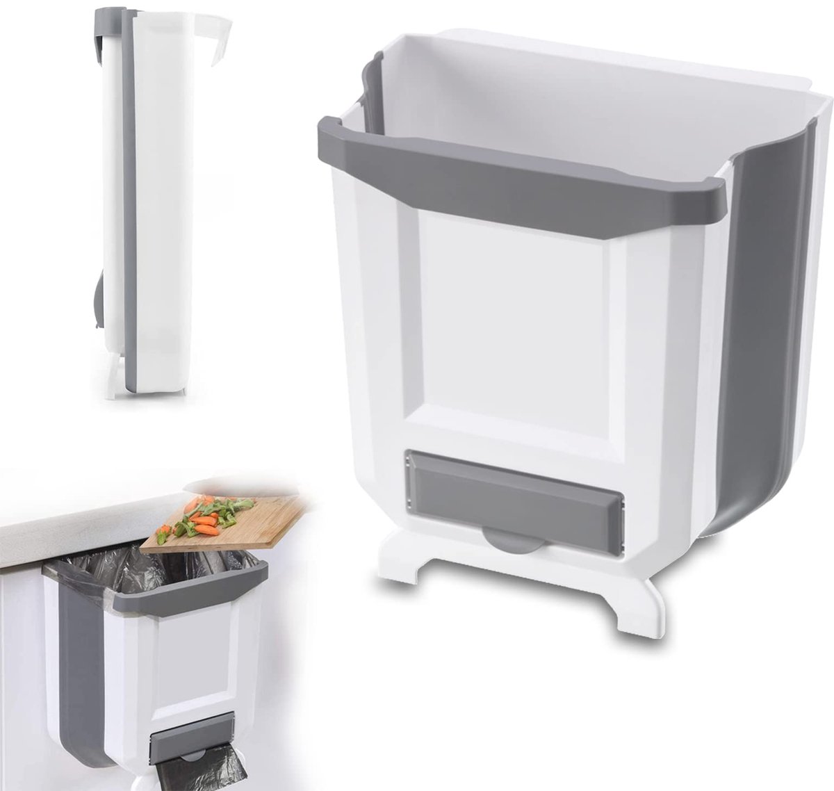 Dailygoods - Opvouwbare Keukenafvalbak 8 Liter - Hangende Afvalbak voor Keuken, Badkamer en Kantoor