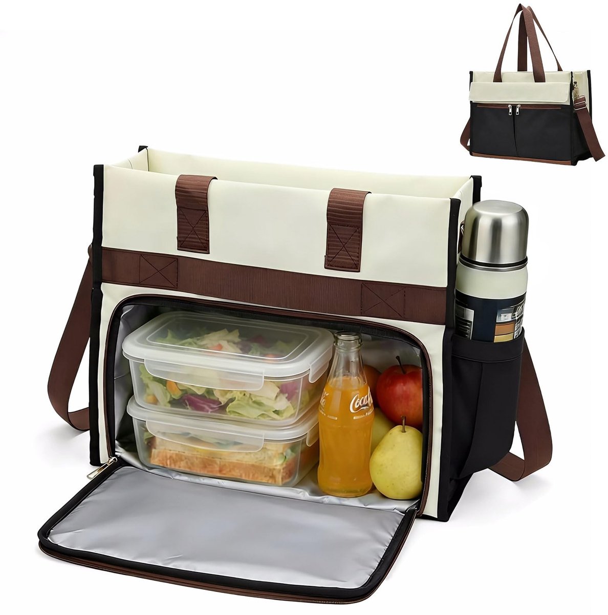 Dailygoods - Dames Lunch Tote Bag - Geïsoleerde Handtas met Laptopcompartiment